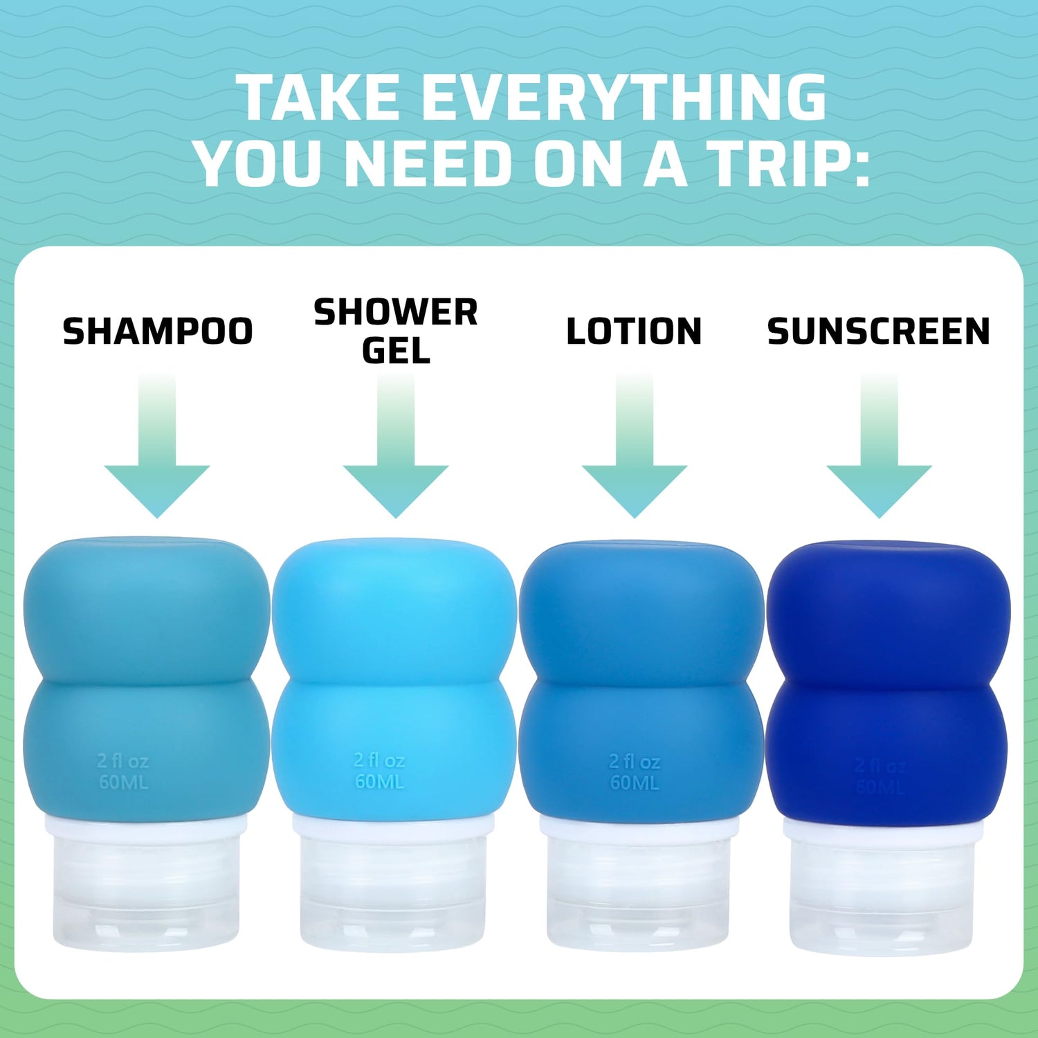 Travel Bottles for Toiletries, TSA Approved Travel Size Containers BPA Free Leak Proof Refillable Liquid Silicone Squeezable Travel Accessory for Shampoo Conditioner with clear bag - 4 Pack, 3.4 oz