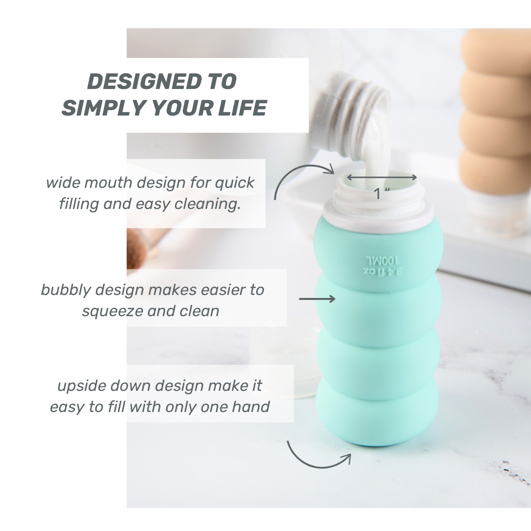 Leak-Proof Silicone Travel Bottles, 100ml (3.4 oz)