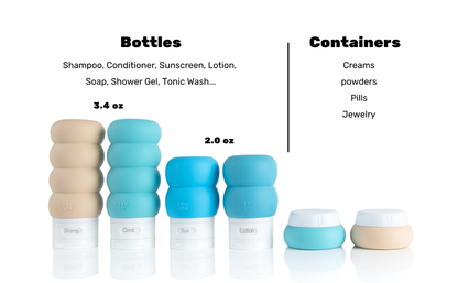 Travel Bottles for Toiletries, TSA Approved Travel Size Containers BPA Free Leak Proof Refillable Liquid Silicone Squeezable Travel Accessory for Shampoo Conditioner with clear bag - 4 Pack, 3.4 oz