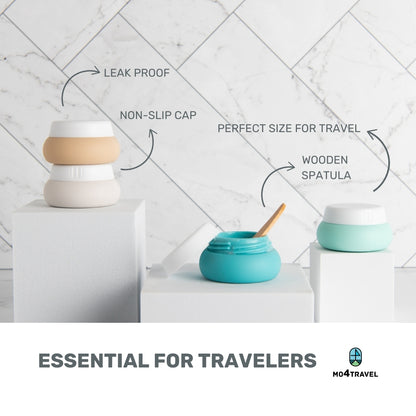 Travel Bottles for Toiletries, TSA Approved Travel Bottles BPA Free, Silicone Cream Jars Travel Bottles with Clear Toiletry Bag for your Vacation &amp; Travel Essentials - 4 Pack, 0.7 oz