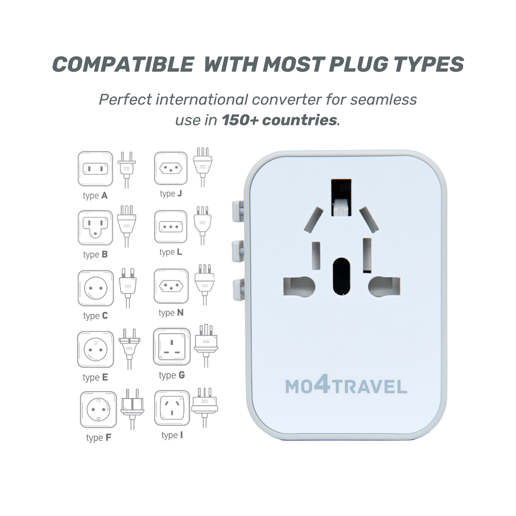 6-in-1 Universal Travel Adapter with USB-C and USB-A Ports