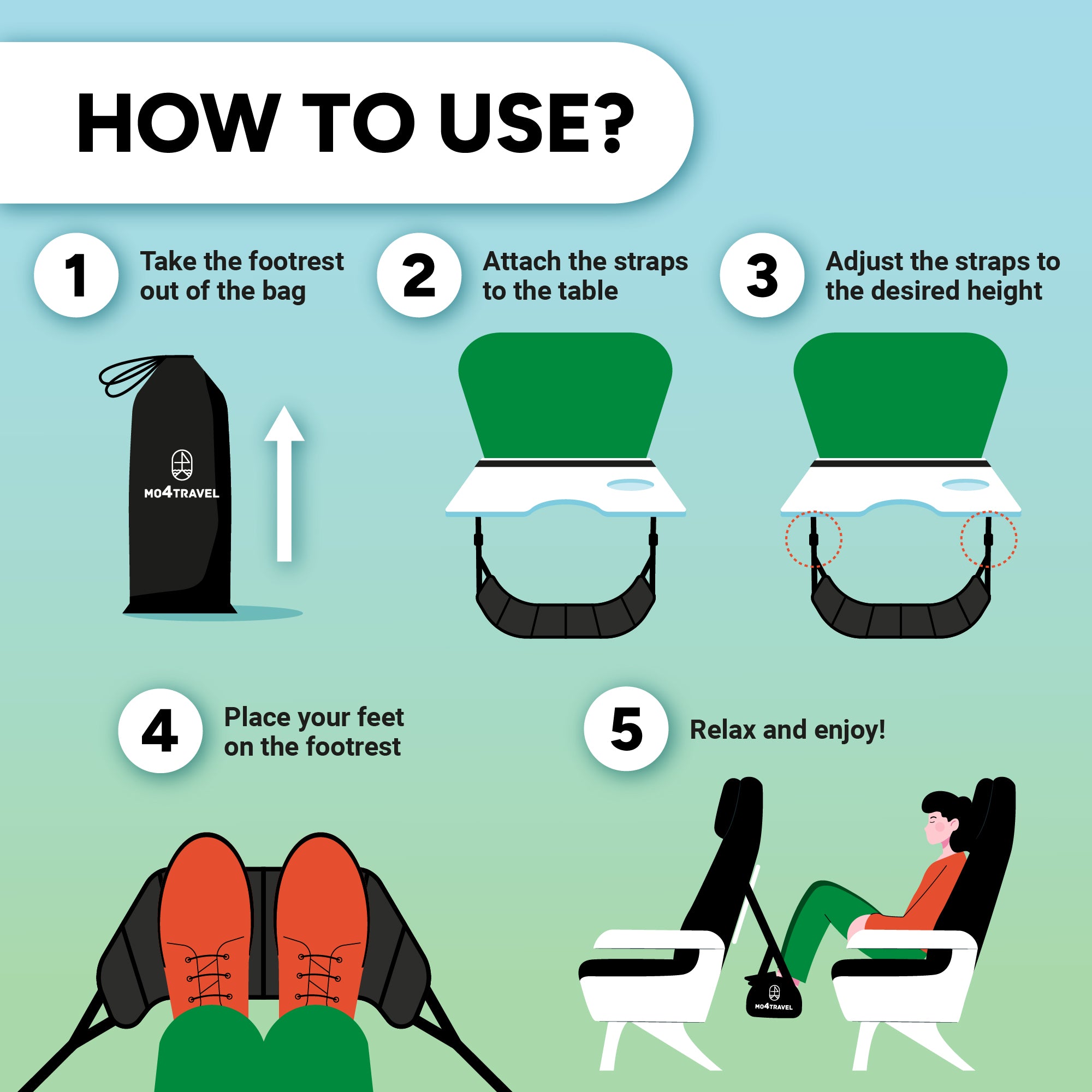 Airplane Footrest- Portable Foot Hammock Airplane Travel Essentials for Flying Provides Relaxation and Comfortable for Long Flight