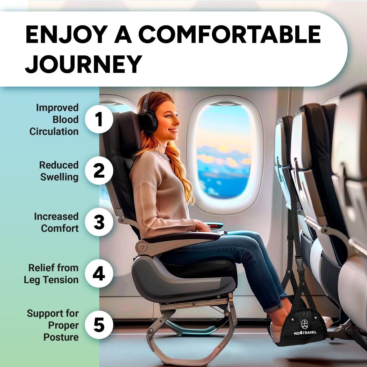 Airplane Footrest- Portable Foot Hammock Airplane Travel Essentials for Flying Provides Relaxation and Comfortable for Long Flight